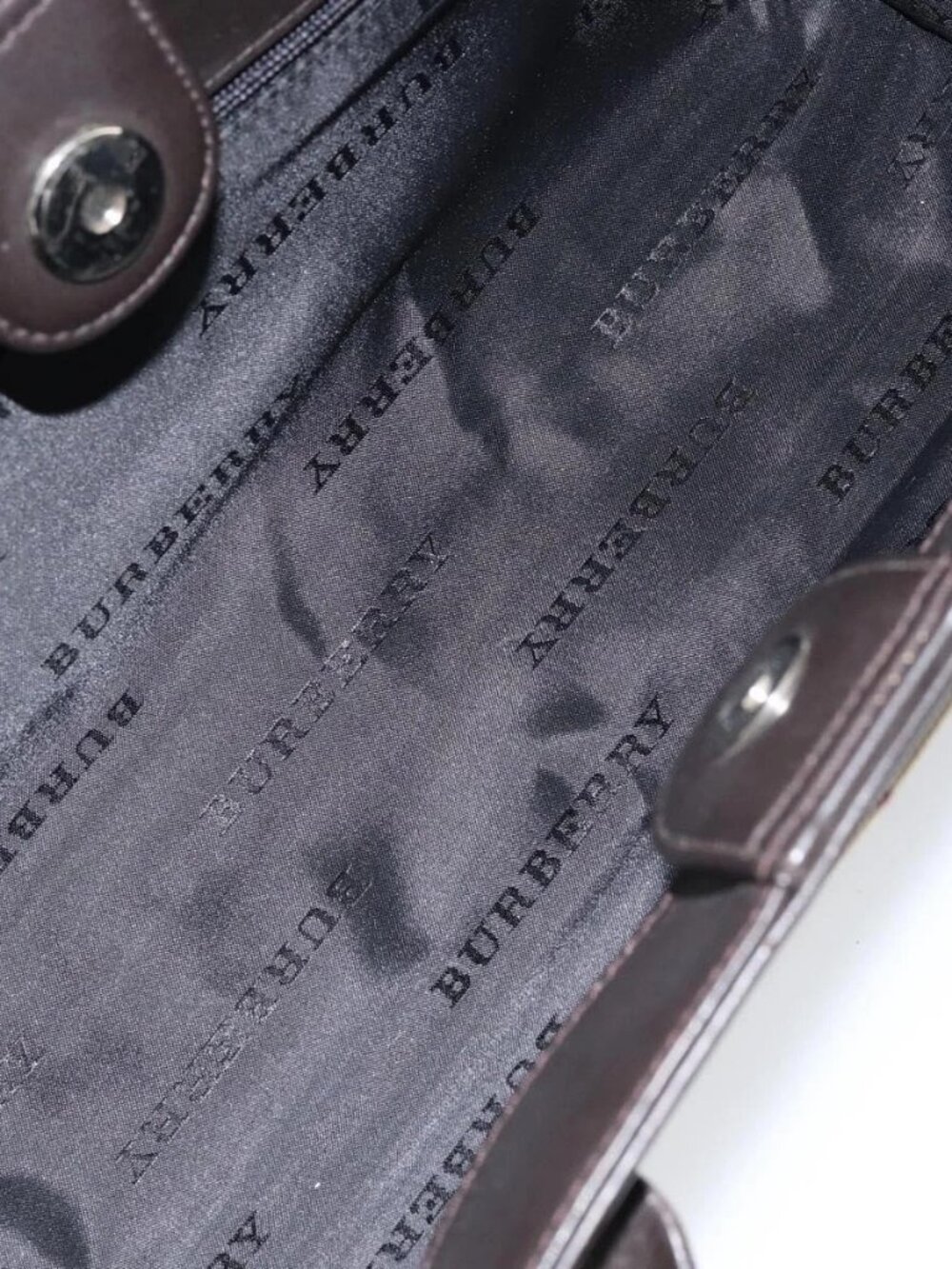 BURBERRY Nova Check Hand Bag Canvas Beige Silver Auth ka313 - Picture 13 of 16